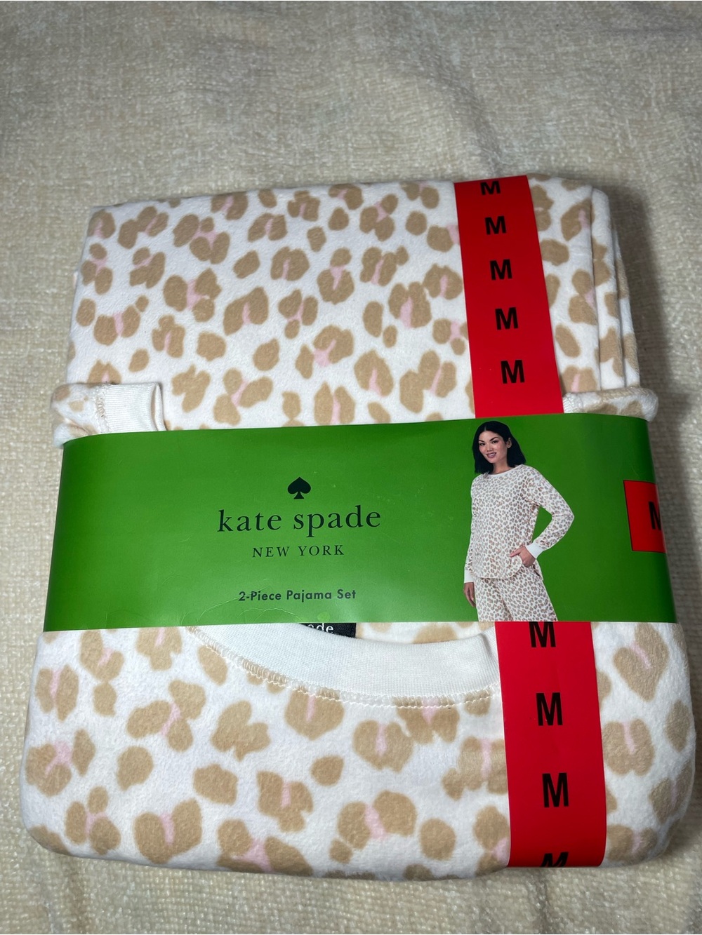 kate spade Beige and Pink Leopard Print Pajama Set M - Picture 2 of 8